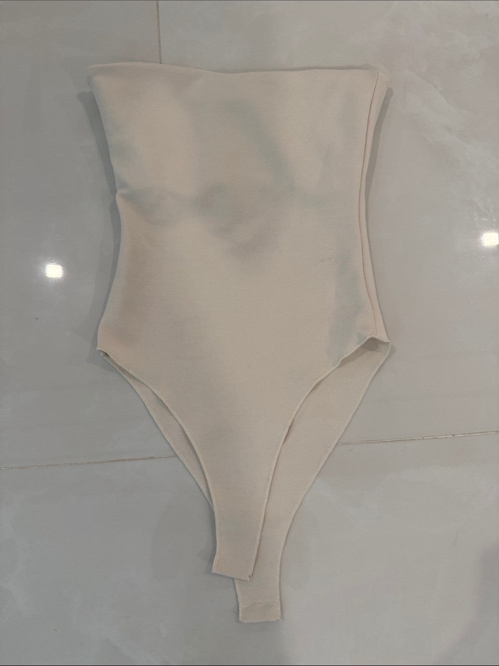Zara Cream Strapless Crop Bodysuit